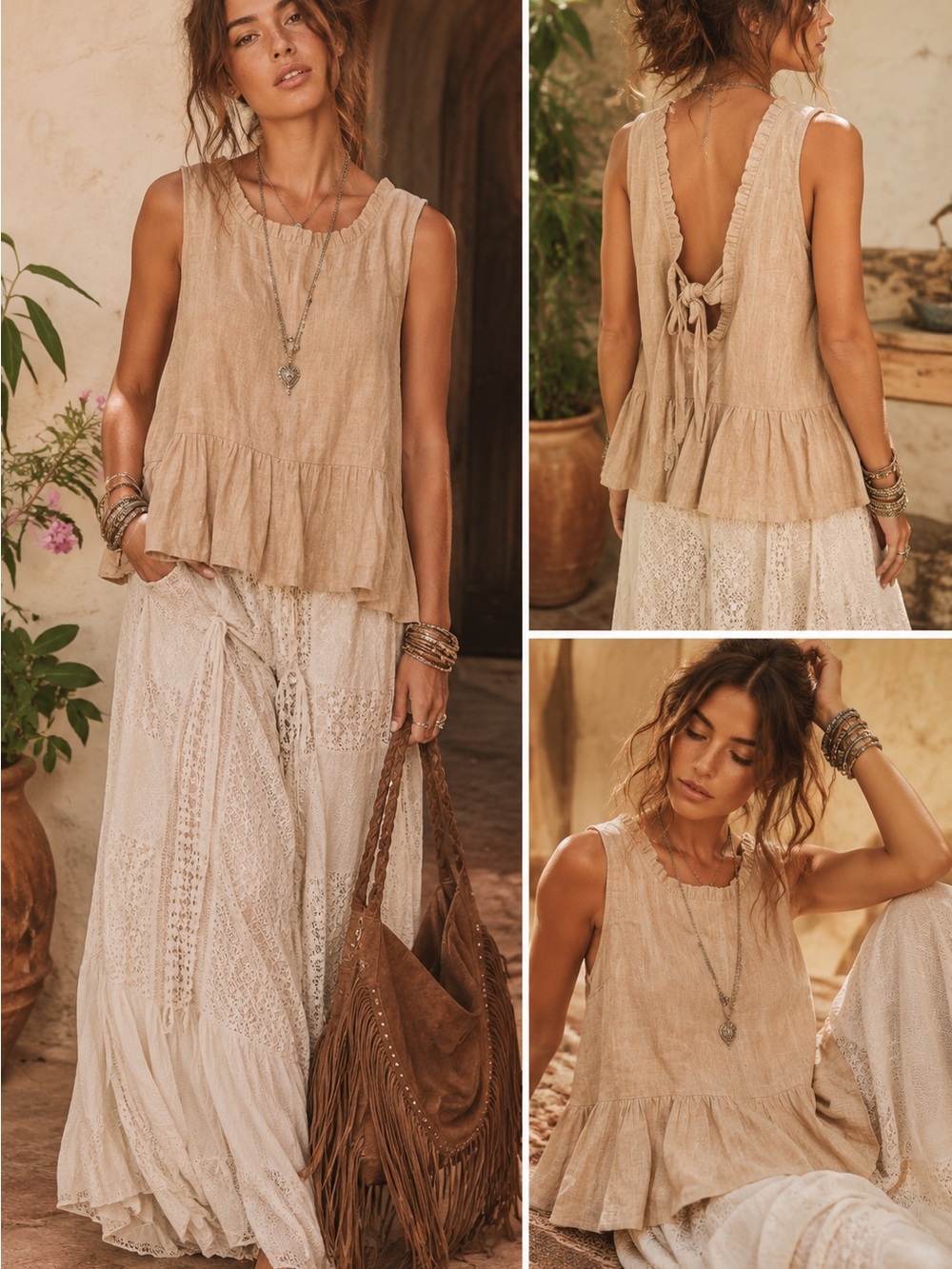 HEM & THREAD | Linen Meadow Peplum Tank